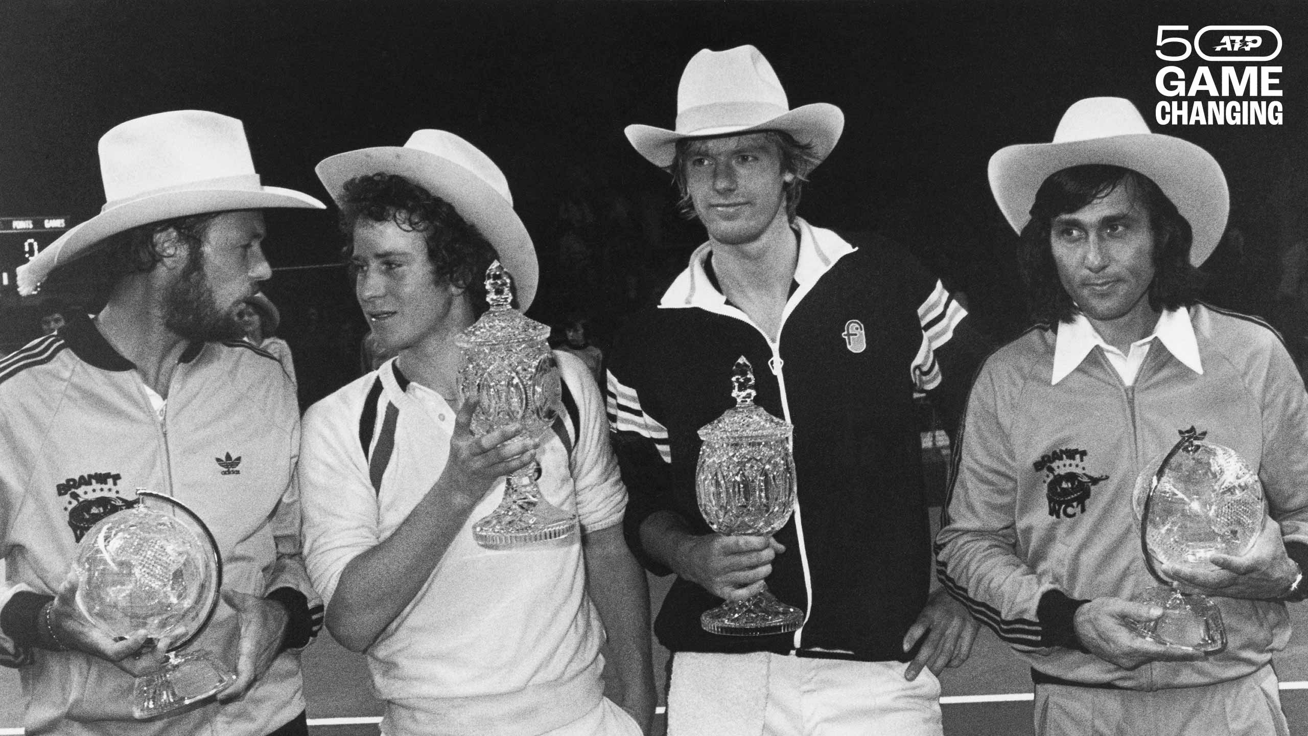 Sherwood Stewart, John McEnroe, Peter Fleming and Ilie Nastase