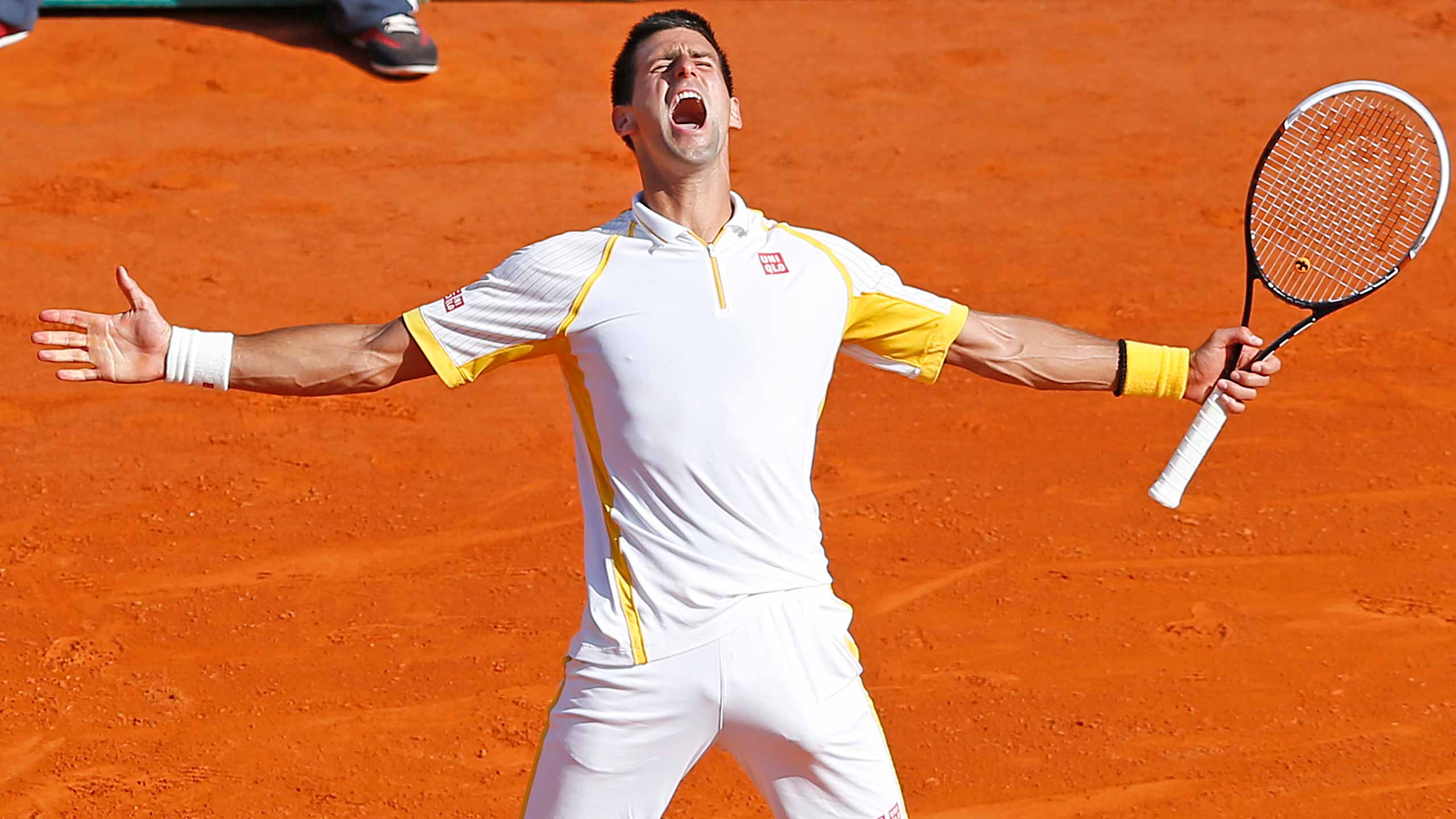 Djokovic celebrates after winning the title in Monte-Carlo, 2013.